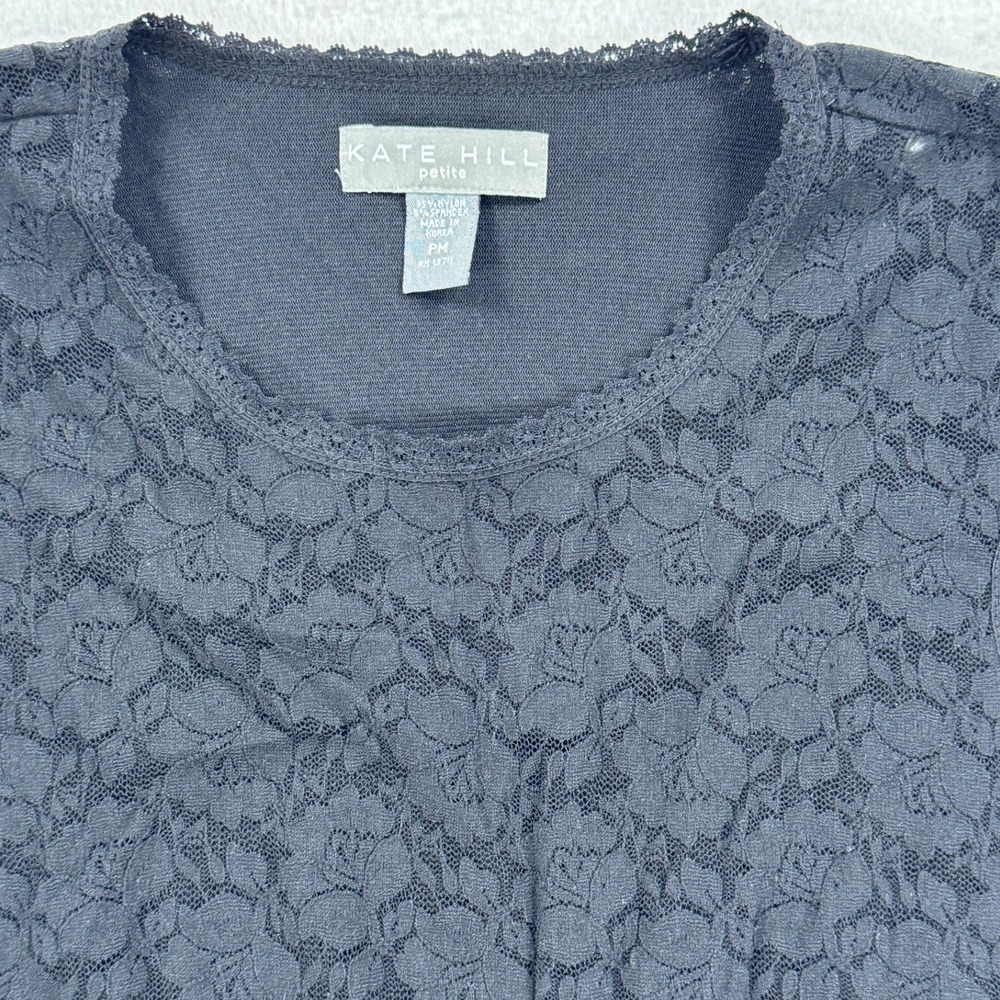 Kate Hill Petite Black Floral Lace Sleeveless Shell‎ Top PM - Picture 2 of 6